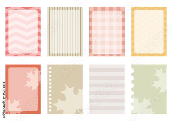 Fototapeta Autumn colorful weekly planner stickers set with maple leaves silhouette for agenda, notebook, diary. A5 format.