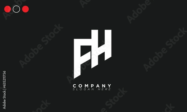Fototapeta FH Alphabet letters Initials Monogram logo HF, F and H