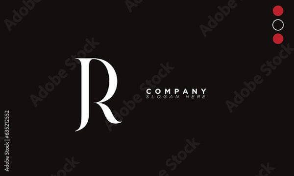 Fototapeta JR Alphabet letters Initials Monogram logo RJ, J and R