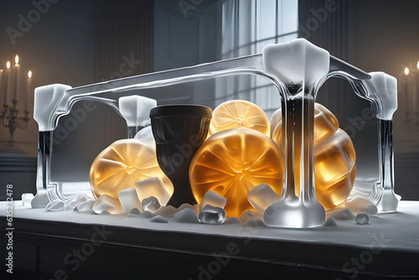 Fototapeta a-brilliant-glass-made-of-ice. generative ai