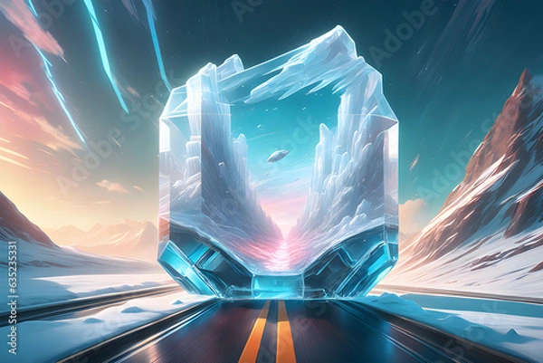 Fototapeta a-brilliant-glass-made-of-ice. generative ai