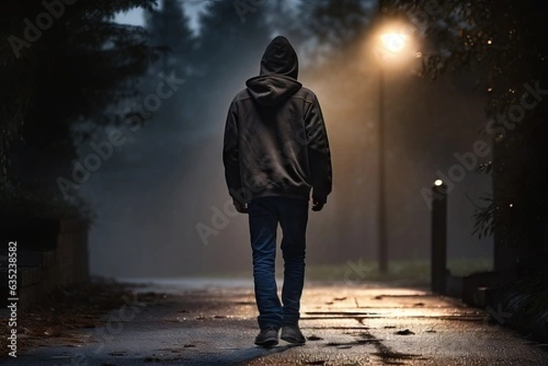 Fototapeta A depressed teenager walking towards the light