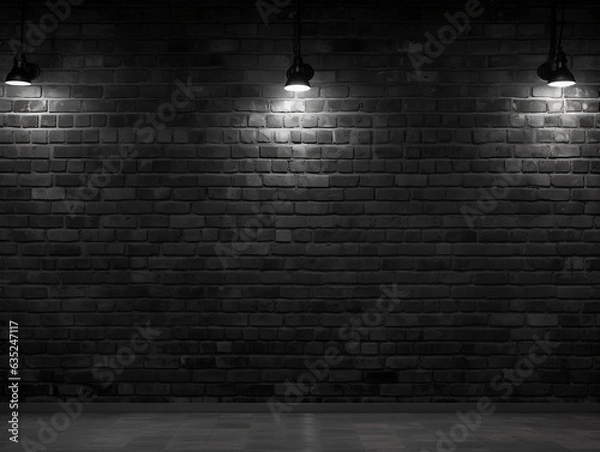 Obraz Texture of a black brick wall abstract dark background for your product display
