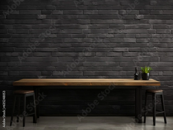 Obraz Texture of a black brick wall abstract dark background for your product display