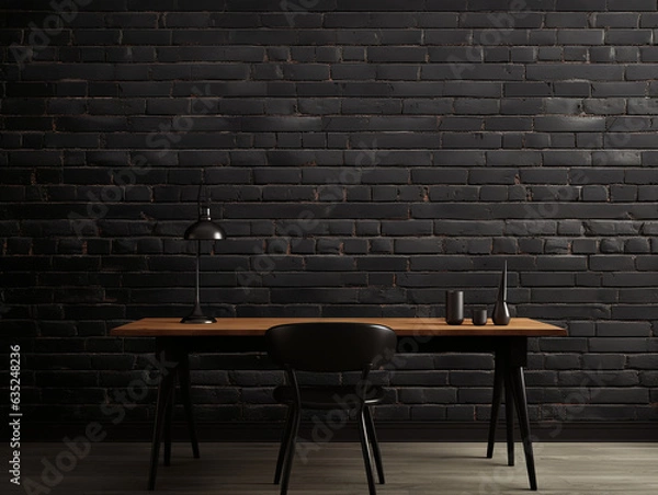 Obraz Texture of a black brick wall abstract dark background for your product display