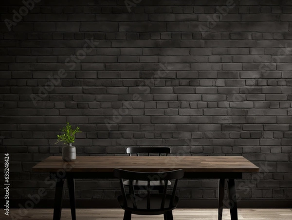 Obraz Texture of a black brick wall abstract dark background for your product display