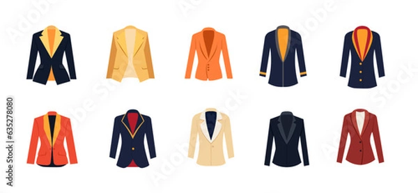 Obraz Blazer or suit jacket icon collection, set of formal wear or formal clothes, front view