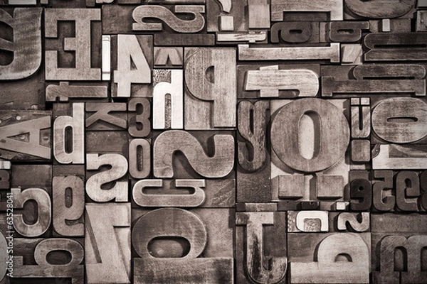 Fototapeta Letterpress background, grunge processing