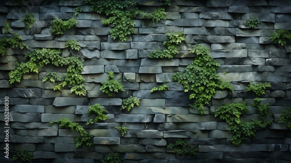 Fototapeta stone wall with ivy 