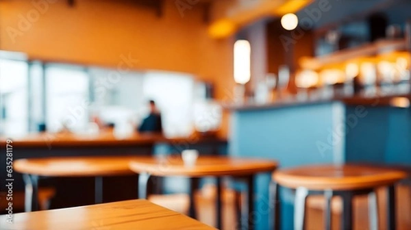Fototapeta コーヒーショップやカフェの背景、ボケの背景｜Coffee shop or cafe background, bokeh background. Generative AI