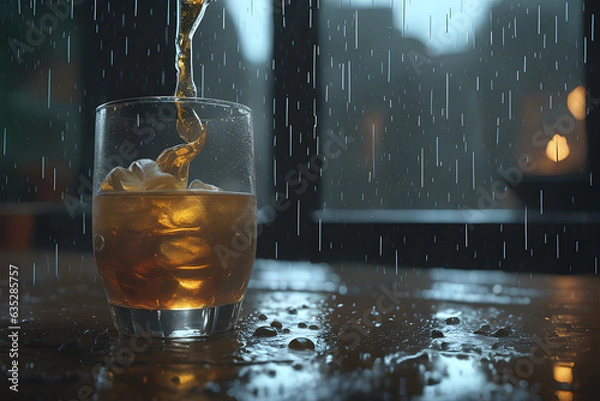 Fototapeta a drink on a rainy day.
Generative AI