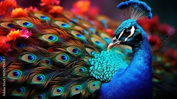 Fototapeta peacock with feathers