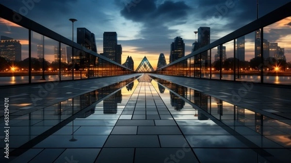 Obraz city bridge at sunset