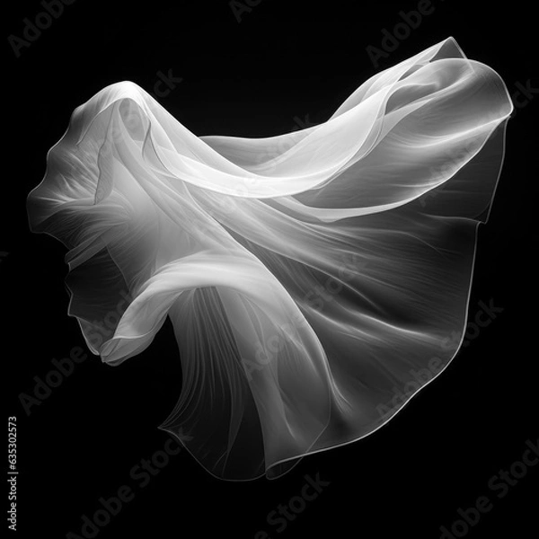 Obraz white transparent veil on black background