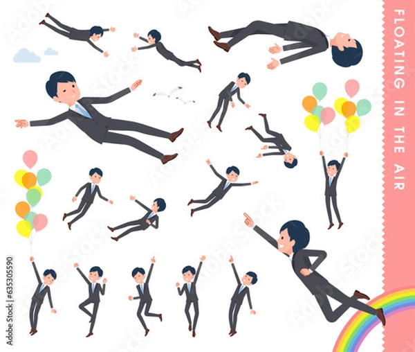 Obraz 空中に浮かぶビジネス男性のセット
