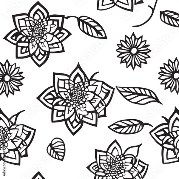 Obraz black and white flowers