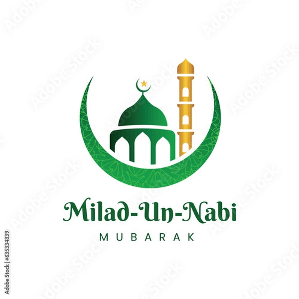 Fototapeta Eid Milad Un Nabi or mawlid al nabi with muhammad calligraphy islamic greeting card, social media post and banner