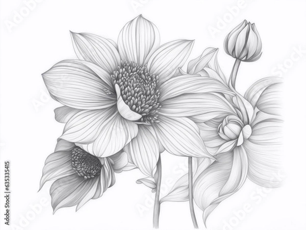 Fototapeta flores en blanco y negro