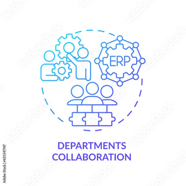 Fototapeta Gradient department collaborations icon concept, isolated vector, enterprise resource planning thin line illustration.