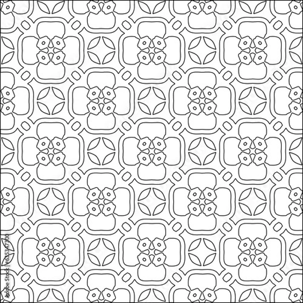 Fototapeta Vector pattern with symmetrical elements . Modern stylish abstract texture. Repeating geometric tiles from striped elements.Black and white pattern.