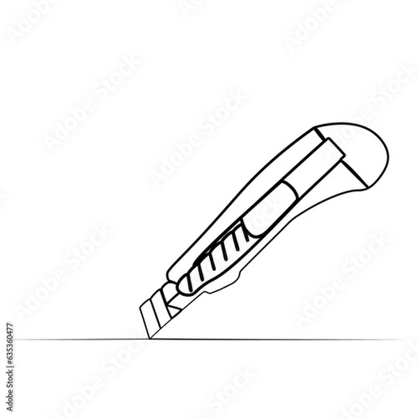 Fototapeta continuous one line drawing of a stationery knife