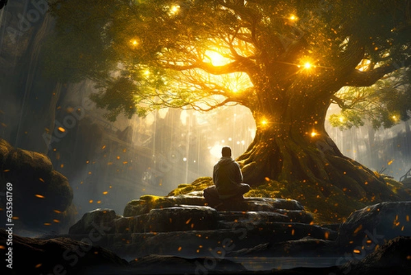Obraz Grounding Meditation: Connecting with Nature's Gaia through Trees and Earth