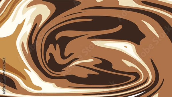 Fototapeta Brown, Chocolate, latte, Coffe Liquid Abstract Background: Flowing Colors and Dynamic Shapes 