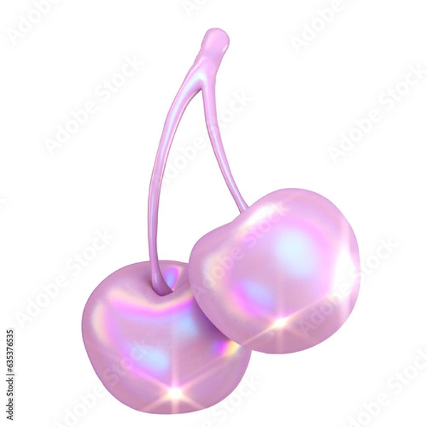 Obraz Cherry holographic 3D illustration