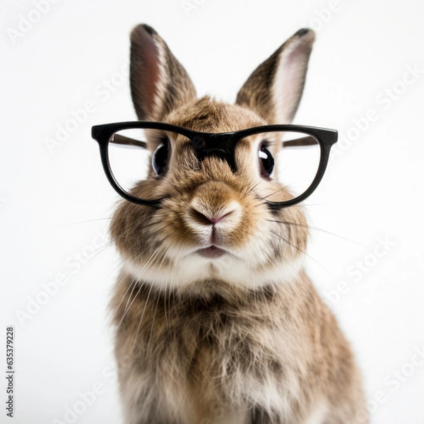 Obraz rabbit wearing glasses on white background