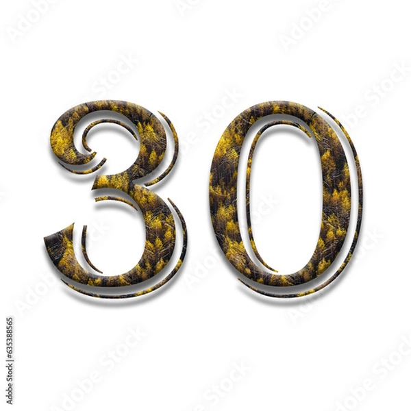 Fototapeta Design number 30 with leaf texture on white background.