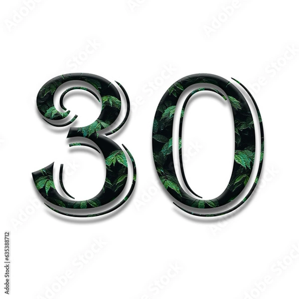 Fototapeta Design number 30 with leaf texture on white background.