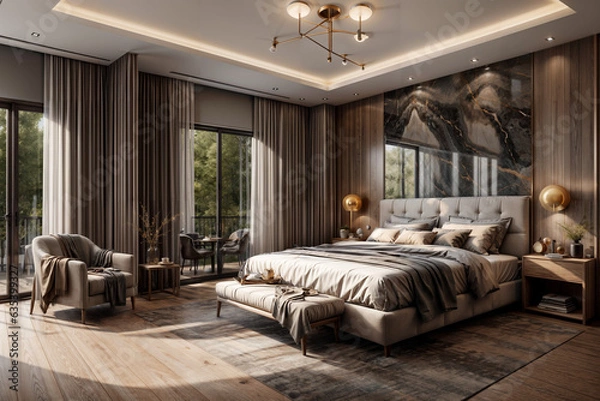 Fototapeta room with bed