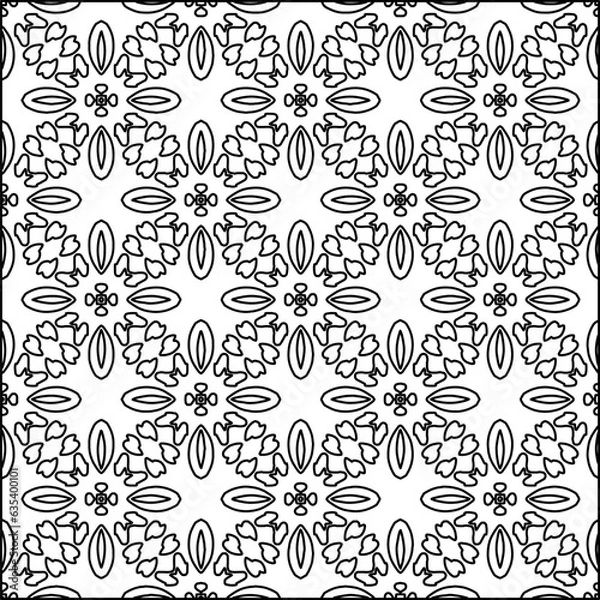 Obraz Vector pattern with symmetrical elements . Modern stylish abstract texture. Repeating geometric tiles from striped elements.Black and white pattern.
