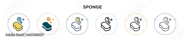 Obraz Sponge icon in filled, thin line, outline and stroke style. Vector illustration of two colored and black sponge vector icons designs can be used for mobile, ui, web