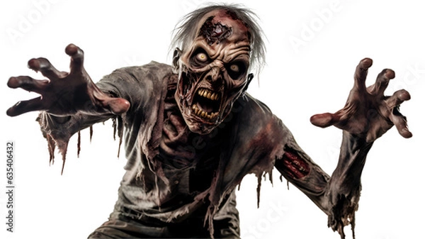 Fototapeta Scary zombie on transparent background