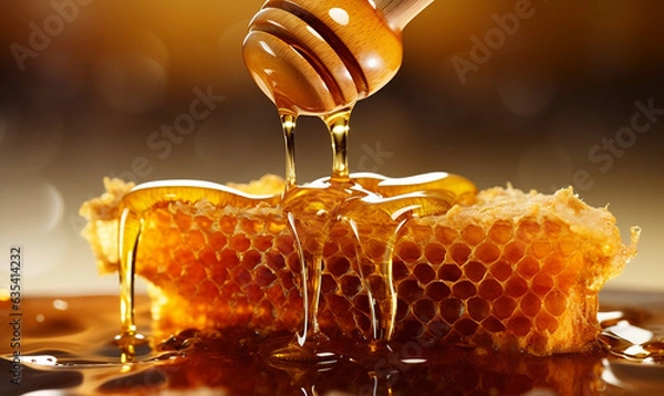 Obraz honey dripping , honeycomb 