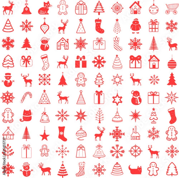 Fototapeta Christmas icons - Flat Isolated Single-colored Vector Icons