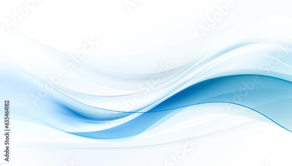 Fototapeta Smooth clean blue abstract background, with curved lines and shapes