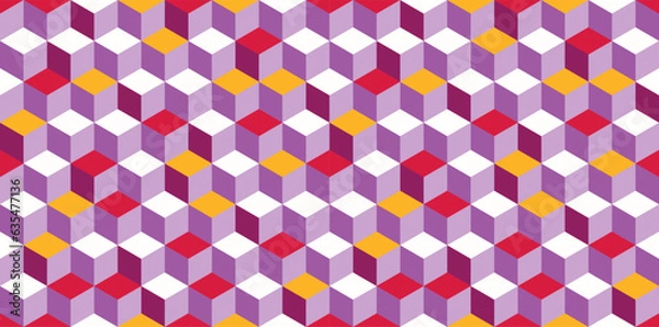 Fototapeta Colorful 3D cube pattern - seamless vector texture