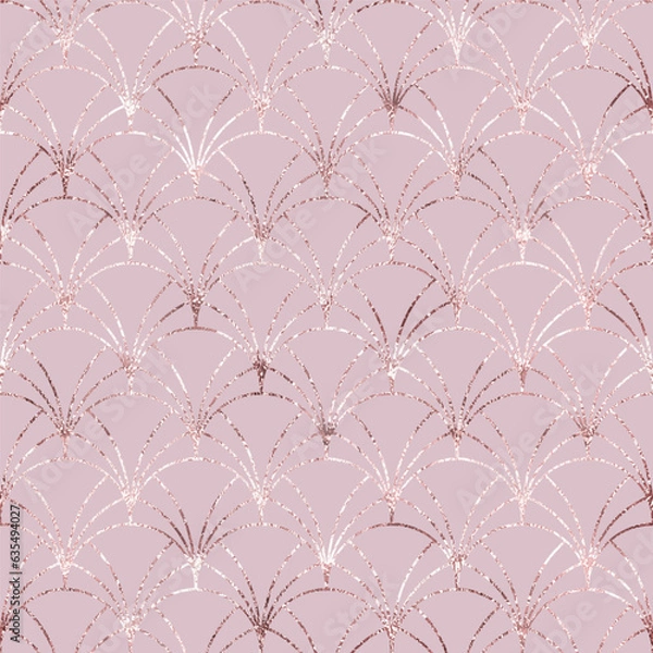 Fototapeta Art deco seamless pattern. Repeating abstract geometric background. Modern geometry lattice. Repeated elegant flowers graphic. Gingko florals trellis. Feathers design prints. Vector illustration