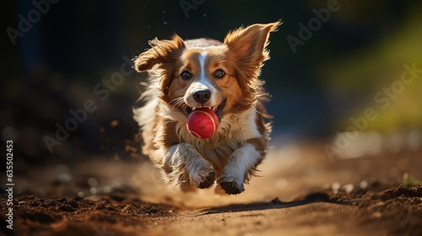 Obraz Dog in swift motion chasing balls, capturing the essence of playful moments, generative AI