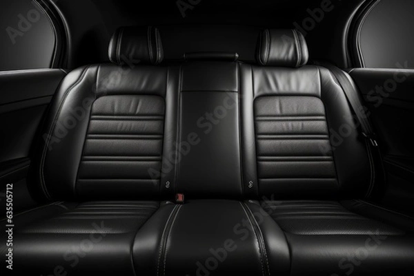 Fototapeta car backseats made of black leather (Generative AI)