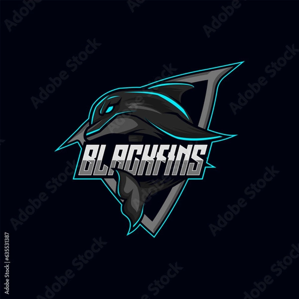 Fototapeta Dolphin Mascot Esport logo template vector illustration