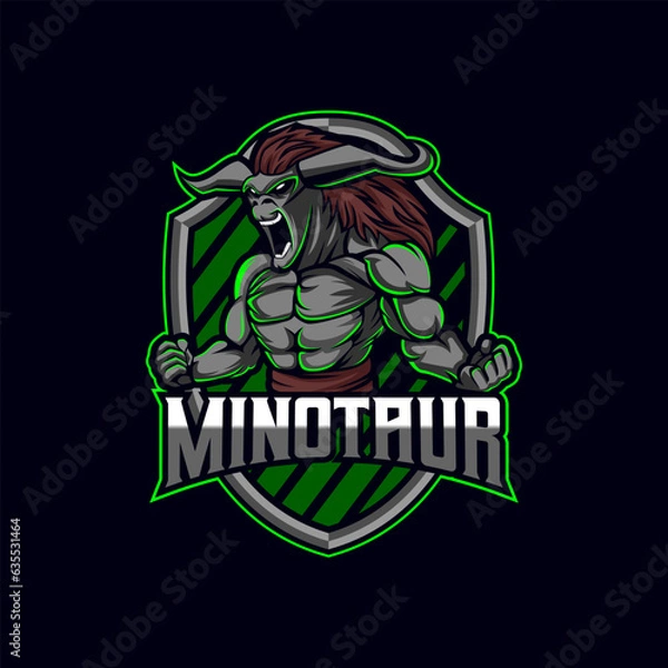 Fototapeta Minotaur Mascot E-sport Logo Template design vector illustration
