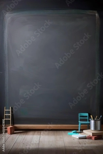 Obraz Realistic black chalkboard background dirty blackboard texture