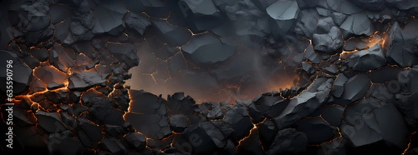 Obraz Dramatic Shadows: Black Mesh with Stone-Like Effects