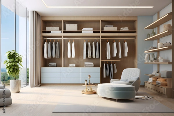 Fototapeta Minimalist dressing room with beautiful and elegant colors