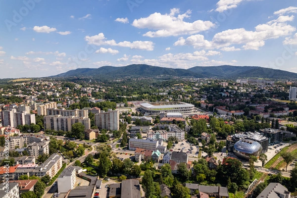 Obraz Bielsko biała - górski horyzont- stadion miejski ts podbeskidzie