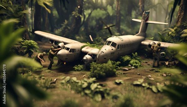 Obraz World War Jungle Plane Wreck