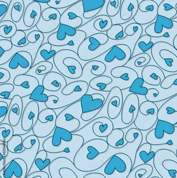 Fototapeta Swirly hand drawn heart pattern in vector format.